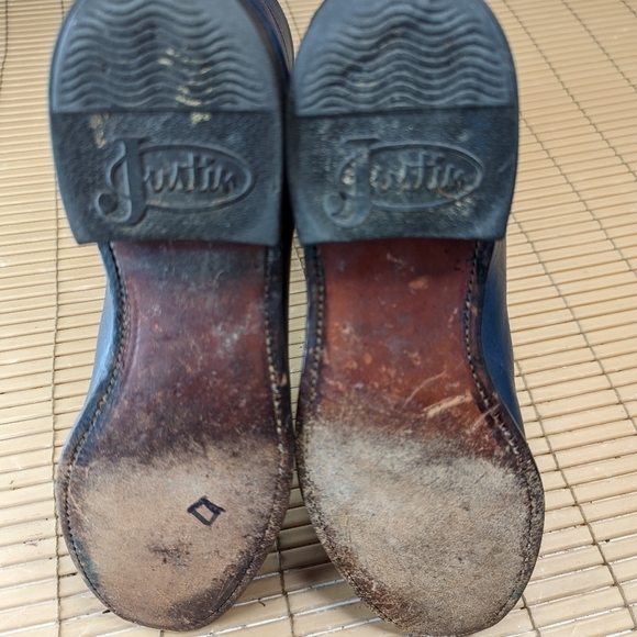 Justin Boots Roper Blue Gray Leather Cowgirl Boots Women’s Size 5 1/2 B L3414 - Picture 9 of 10